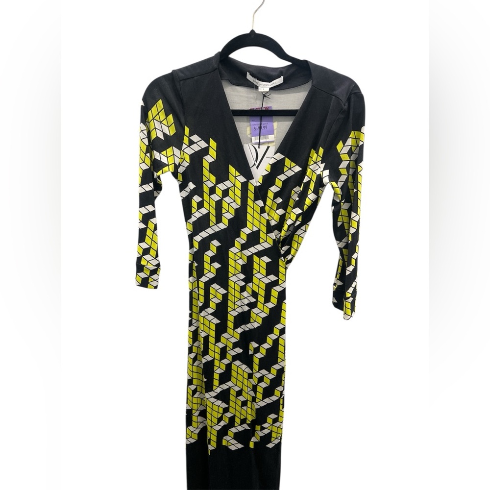 NWT Diane von Furstenberg Black and Yellow Dress